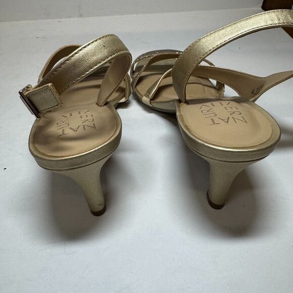 Naturalizer Womens 6 M Gold Sparkle Strappy Stiletto High Heel Shoe PREOWNED YR2 - Picture 3 of 5